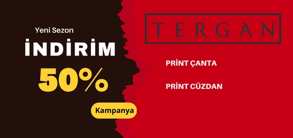  Tergan Print Çantalar %50 indirimli. 