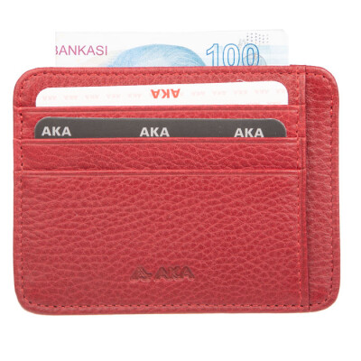 Aka Deri Kırmızı Kredi Kartlık - 004-8 - 1