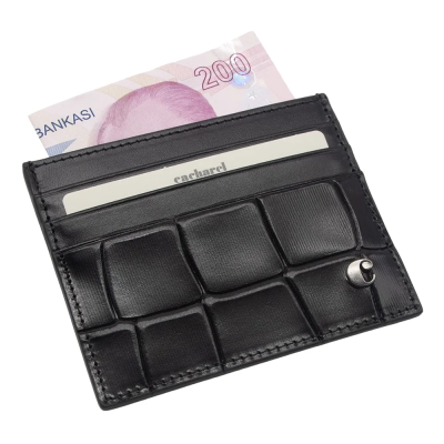 Cacharel Siyah B.Kroko Unisex Deri Kartlık 0244B7K - 2