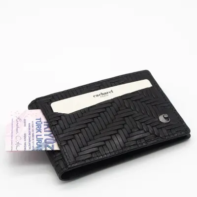 Cacharel Siyah Gladyatör Deri Kredi Kartlık 0336G65 - 3