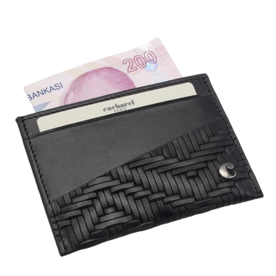 Cacharel Siyah Gladyatör Deri Kredi Kartlık 1983G65 - 2