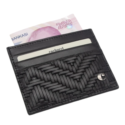 Cacharel Siyah Gladyatör Unisex Deri Kartlık 0244G65 - 2