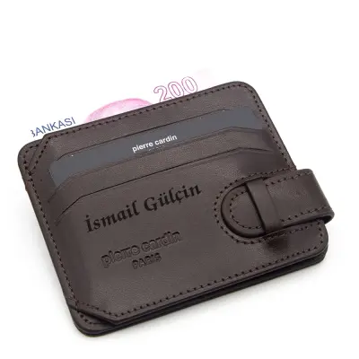 İsme Özel Pierre Cardin Kahve Deri Kartlık K0510D06 - 1