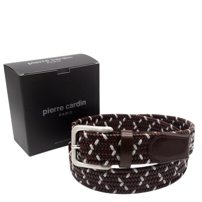 Pierre Cardin Kahve/Gri Premium Örgü Deri Kemer PC-1713K6G - Pierre Cardin