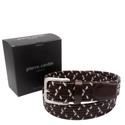 Pierre Cardin Kahve/Gri Premium Örgü Deri Kemer PC-1713K6G - 1
