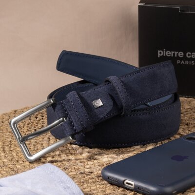 Pierre Cardin Lacivert Suet Deri Erkek Kemer PC-1009LS7 - 5