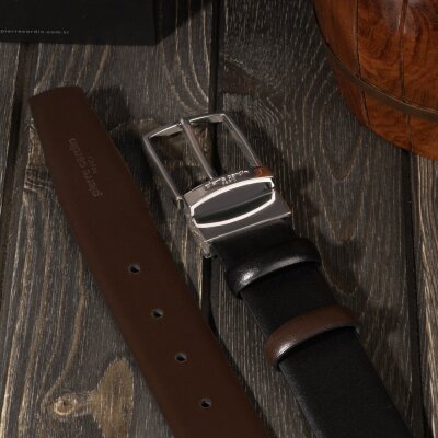 Pierre Cardin Siyah-Kahve Çift Yönlü Deri Kemer PC-CİFT01H2N - 7