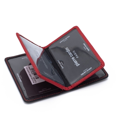 Pierre Cardin Siyah/Kırmızı Unisex Deri Kartlık 0188S2K - 2
