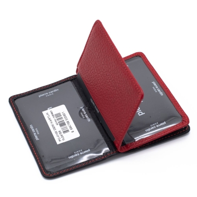 Pierre Cardin Siyah/Kırmızı Unisex Deri Kartlık 0188S2K - 4