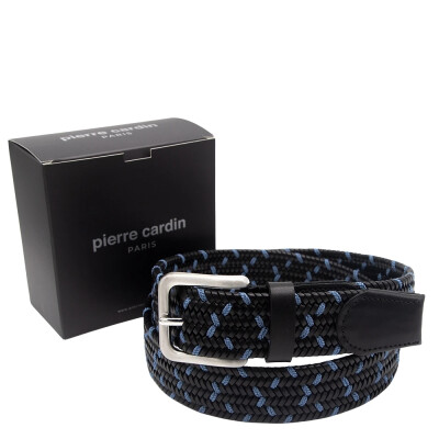 Pierre Cardin Siyah/Mavi Premium Örgü Deri Kemer PC-1713S7M - Pierre Cardin