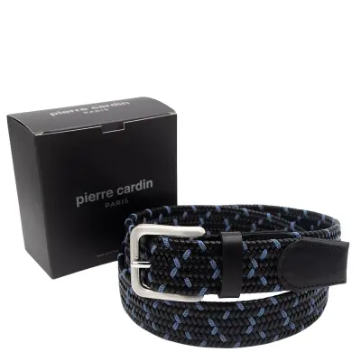 Pierre Cardin Siyah/Mavi Premium Örgü Deri Kemer PC-1713S7M - 1