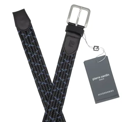 Pierre Cardin Siyah/Mavi Premium Örgü Deri Kemer PC-1713S7M - 5