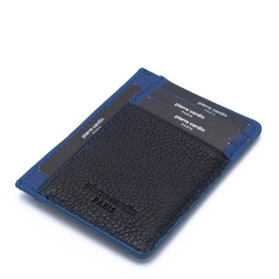 Pierre Cardin Siyah/Sask Unisex Deri Kredi Kartlık 0323S4S - 1