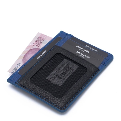 Pierre Cardin Siyah/Sask Unisex Deri Kredi Kartlık 0323S4S - 2