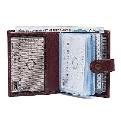 Tergan Bordo Deri Unisex Kredi Kartlık 1323T37 - 2