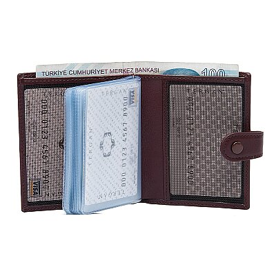 Tergan Bordo Deri Unisex Kredi Kartlık 1323T37 - 3