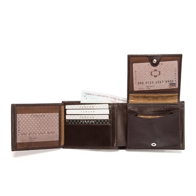 Tergan Kahve Deri Erkek Cüzdanı 1373A98 - 3