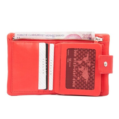 Tergan Kırmızı Deri Erkek Cüzdanı 1404D39 - 2
