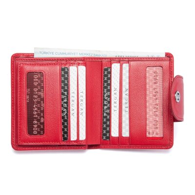 Tergan Kırmızı Deri Kadın Cüzdanı 5674A86 - 3