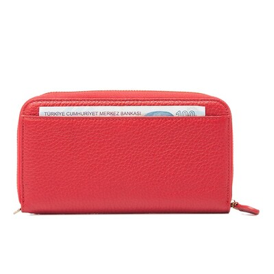 Tergan Kırmızı Deri Kadın Cüzdanı 5734B68 - 3