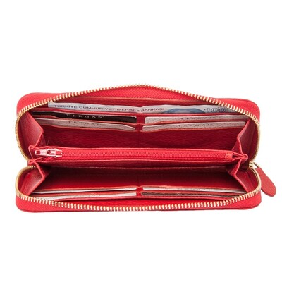 Tergan Kırmızı Deri Kadın Cüzdanı 5734B68 - 4