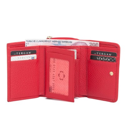 Tergan Kırmızı Deri Kadın Cüzdanı 5798B68 - 2