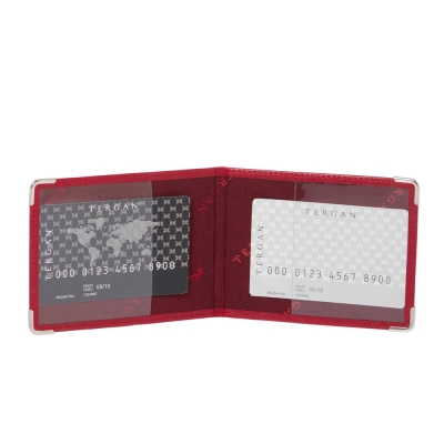 Tergan Kırmızı Deri Unisex Kimlik Kabı 1446C71 - 2