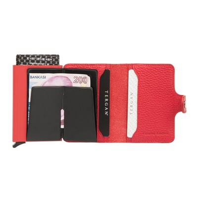 Tergan Kırmızı Deri Unisex Kredi Kartlık 00261B68 - 3