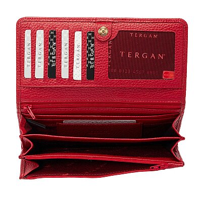 Tergan Kırmızı Hakiki Deri Kadın Cüzdan 5818B68 - 3