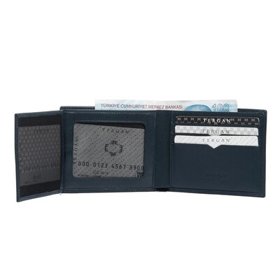 Tergan Lacivert Deri Erkek Cüzdanı 1228H86 - 3