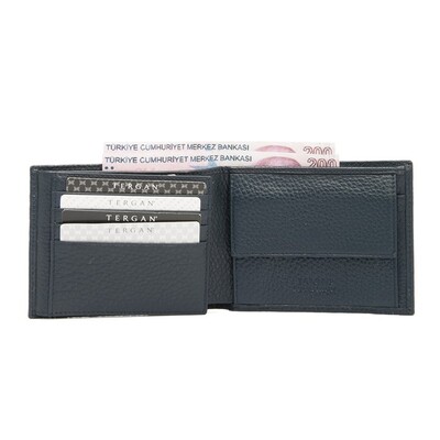 Tergan Lacivert Deri Erkek Cüzdanı 1465A38 - 2