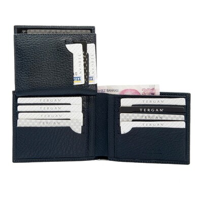 Tergan Lacivert Deri Erkek Cüzdanı 1468A38 - 3