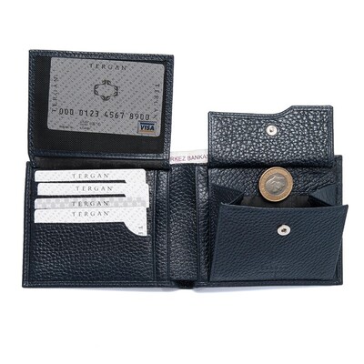 Tergan Lacivert Deri Erkek Cüzdanı 1469A38 - 3