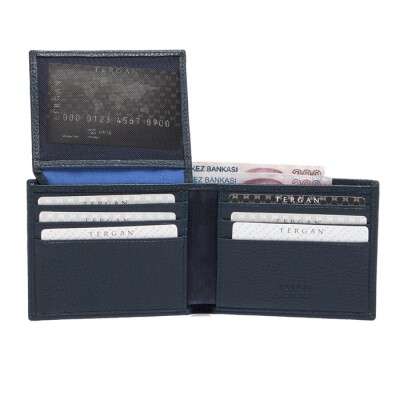 Tergan Lacivert Deri Erkek Cüzdanı 1648A38 - 3