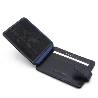 Tergan Lacivert Deri Unisex Kredi Kartlık 01533H86 - 5
