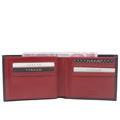Tergan Lacivert-Kırmızı Deri Erkek Cüzdanı 1464Z47 - 2