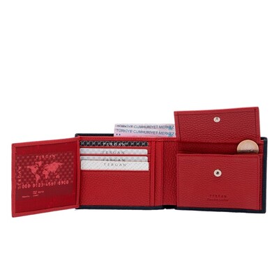 Tergan Lacivert-Kırmızı Deri Erkek Cüzdanı 1465N74 - 3