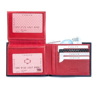 Tergan Lacivert-Kırmızı Deri Erkek Cüzdanı 1468N74 - 3