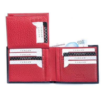 Tergan Lacivert-Kırmızı Deri Erkek Cüzdanı 1468N74 - 4