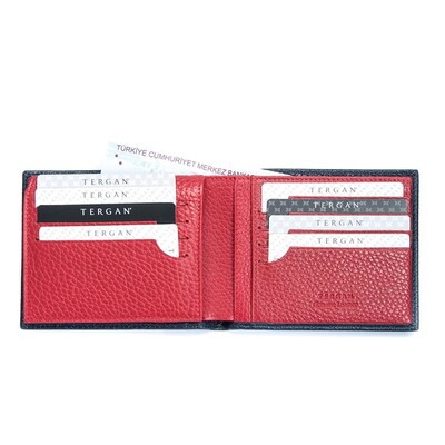 Tergan Lacivert-Kırmızı Deri Erkek Cüzdanı 1468N74 - 2