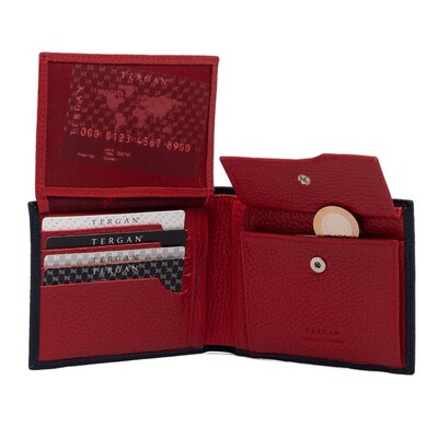 Tergan Lacivert-Kırmızı Deri Erkek Cüzdanı 1469N74 - 3