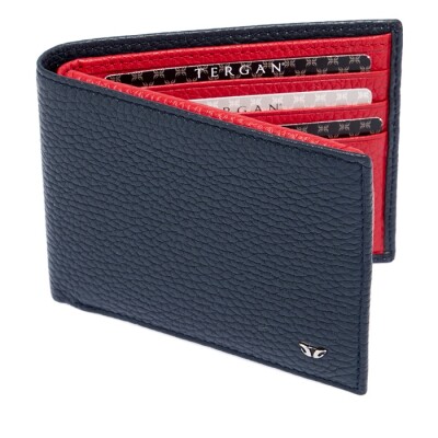 Tergan Lacivert-Kırmızı Deri Erkek Cüzdanı 1648N74 - 4