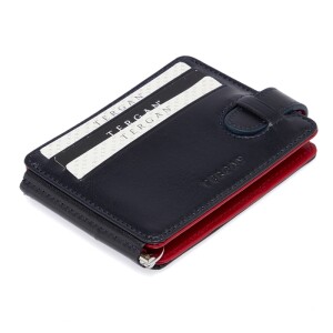 Tergan Lacivert-Kırmızı Deri Unisex Kartlık 1637Z47 