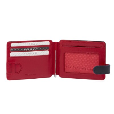 Tergan Lacivert-Kırmızı Deri Unisex Kartlık 1637Z47 - 2
