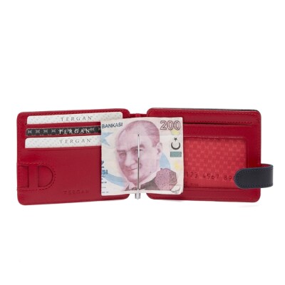 Tergan Lacivert-Kırmızı Deri Unisex Kartlık 1637Z47 - 3