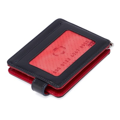 Tergan Lacivert-Kırmızı Deri Unisex Kartlık 1637Z47 - 4