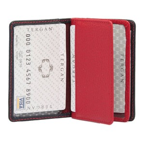 Tergan Lacivert-Kırmızı Deri Unisex Kredi Kartlık 1601N74 - Tergan (1)