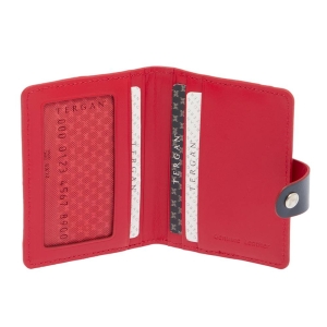 Tergan Lacivert-Kırmızı Unisex Deri Kredi Kartlık 1653U8D - Tergan (1)