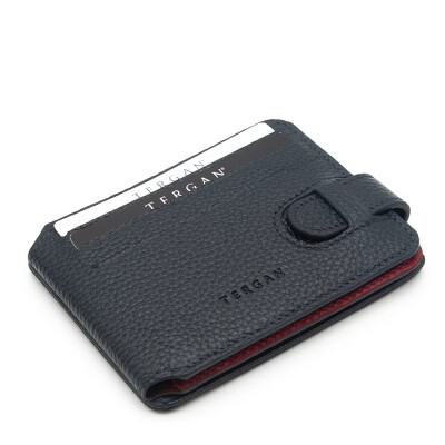 Tergan Lacivert/Kırmızı Deri Erkek Cüzdan 1658U7M - Tergan