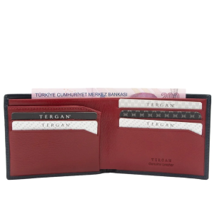 Tergan Lacivert/Kırmızı Deri Erkek Cüzdanı 1654U4U - Tergan (1)